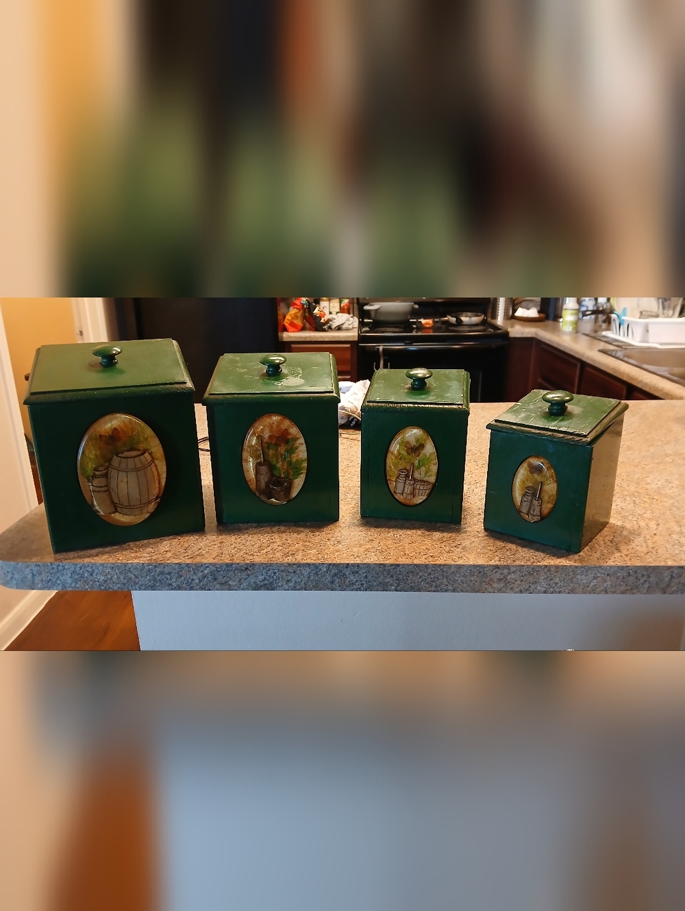 Grandmas Wood Vtg Canisters